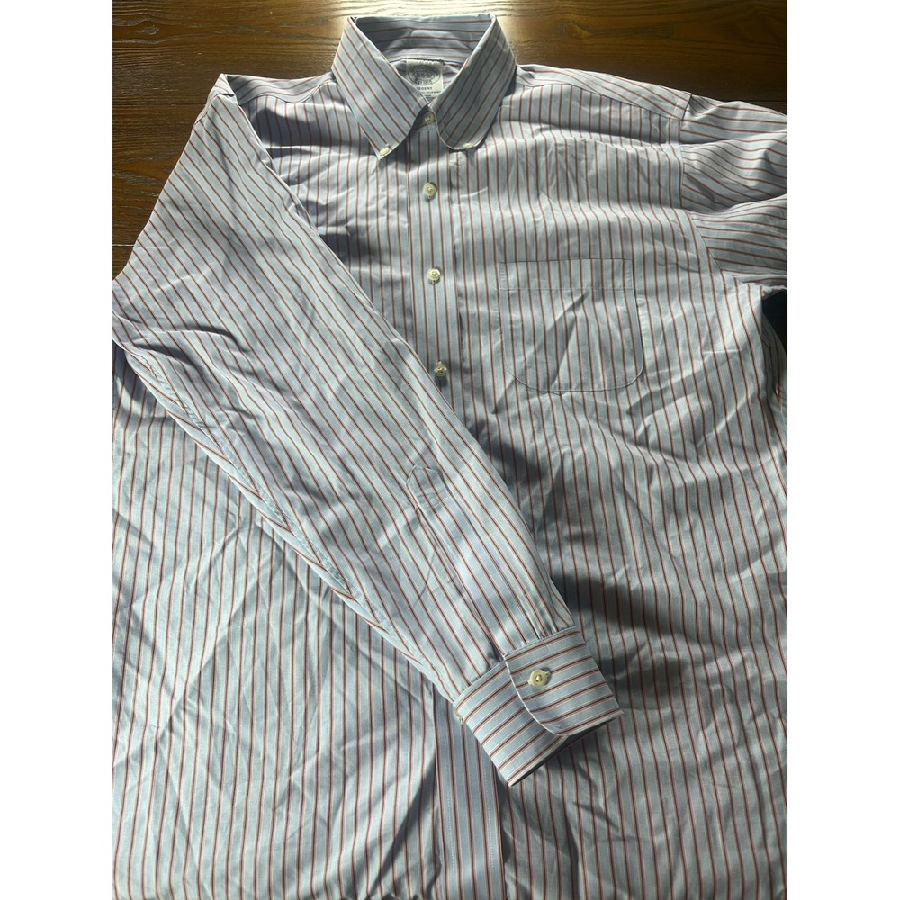 Brooks Brothers Regent Supima Cotton Blue Dress Shirt Striped 16.5/32